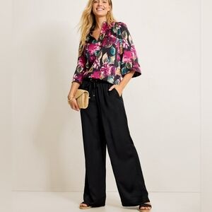 Tommy Bahama Satin High-Rise Wide-Leg Pants Size Medium